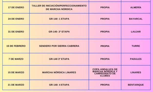 CALENDARIO DE ACTIVIDADES 1º TRIMESTRE 2026