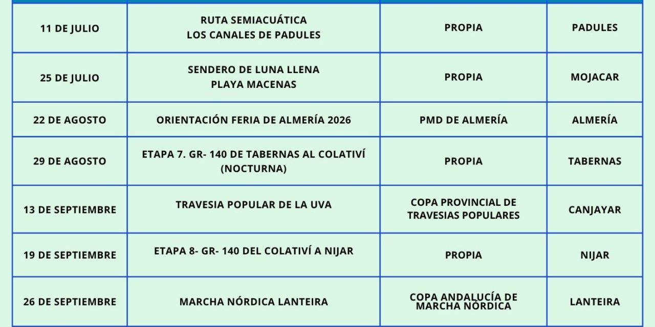 CALENDARIO DE ACTIVIDADES DEL TERCER TRIMESTRE DE 2026